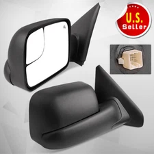 Pair Power Heated Tow Mirrors for 02-08 Dodge RAM 1500 / 03-09 2500 3500 Flip Up