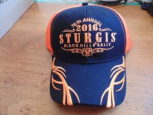 Sturgis rally 2016 black & orange baseball hat motorcycle souvenir bike NEW 76th