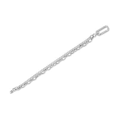 14K Weißgold Diamant Glieder Bettelarmband Rundschliff Natur 0,41 ctw