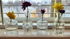 Glass Bud Vases Set of 4,Small Flower Vases Centerpiece 2.1"L x 1.5"W x 4.28"H