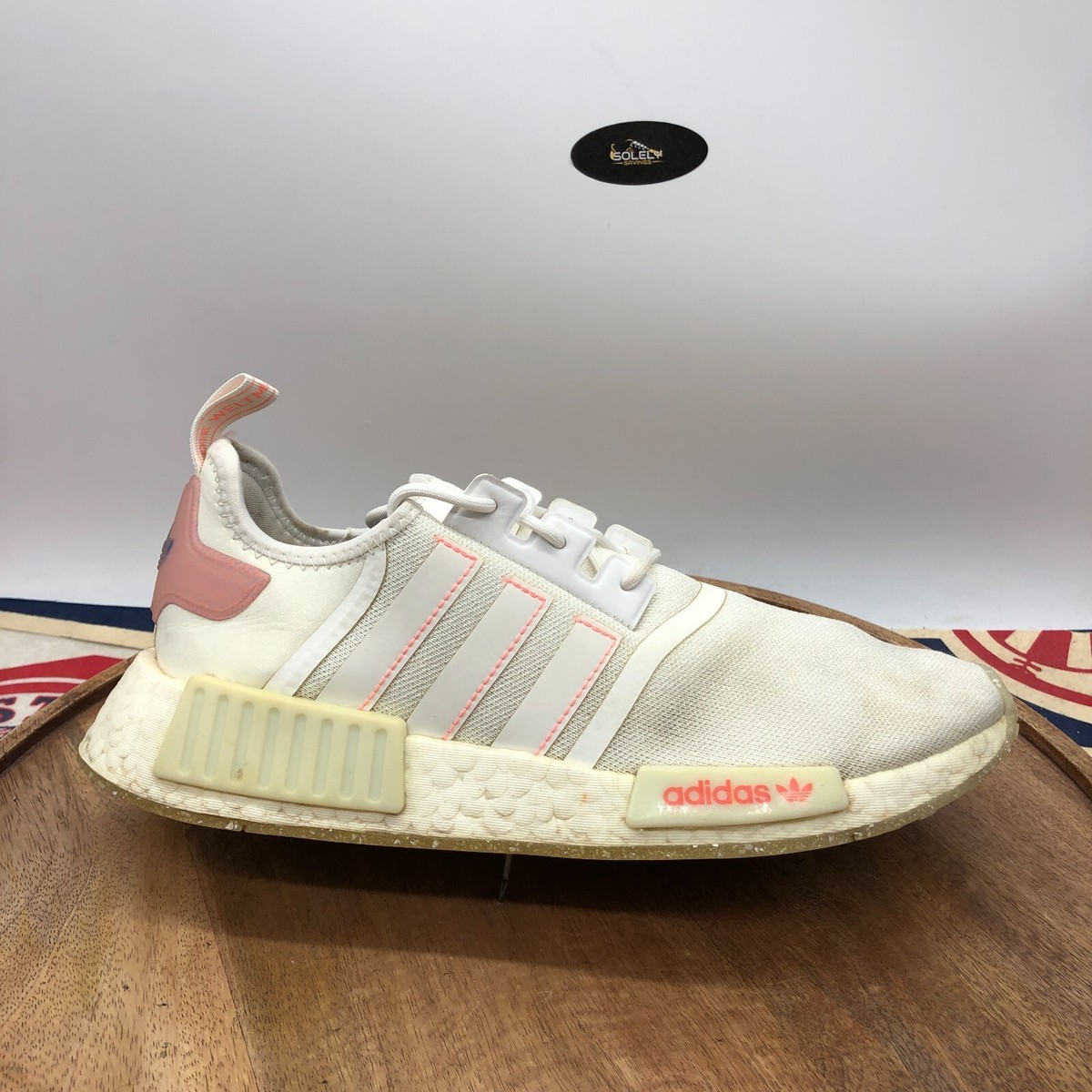 Adidas Womens NMD R1 Cloud White White Acid Red Shoes Sneakers