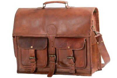 Borsa Messenger da Uomo in Vera Pelle Marrone Vintage