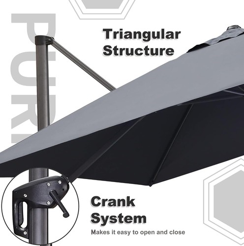 PURPLE LEAF 2.7x3.5 M Patio Cantilever Outdoor Umbrella with 360 Degree Rotation - Picture 28 of 30