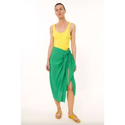 Rosie Assoulin Sarong Cut Out Midi Dress Green Yellow Womens Size 8 | eBay Rosie Assoulin Sarong Cut Out Midi Dress Green Yellow Womens Size 8 | eBay