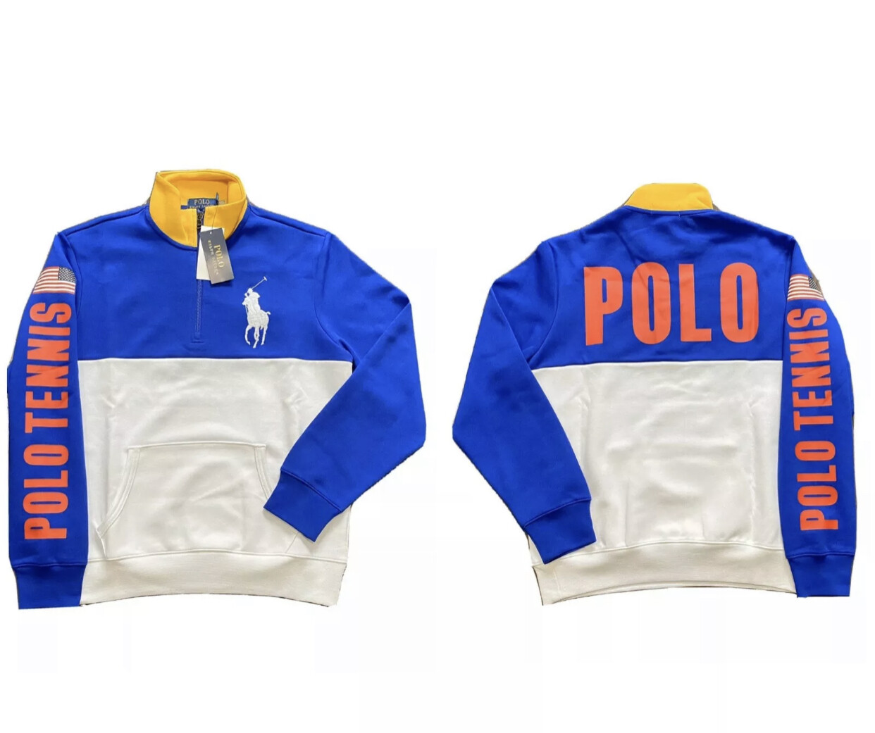 Polo Ralph Lauren Tennis 1 4 Cerniera Grande Pony Spell Out Maglione Uomo