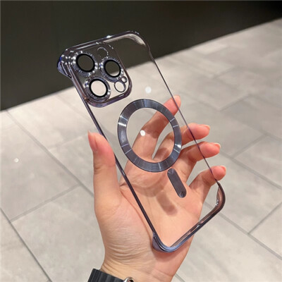 Ultradünne randlose magnetische klare Hülle für iPhone 16 15 14 13 12Pro + Linsenfolie