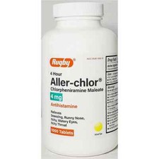 Rugby Aller-Chlor Chlorpheniramine Maleate Antihistamine Tablets 4mg 1000 Count