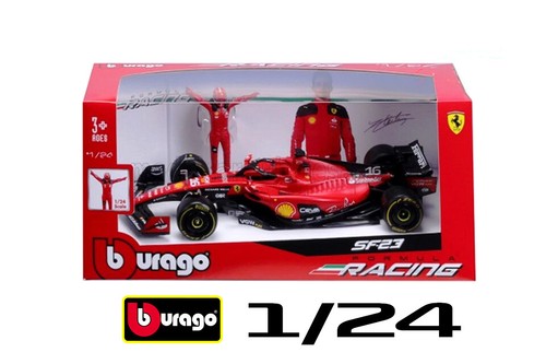 Modellino Ferrari Charles Leclerc SF-23 con figura pilota Scala 1:24 Burago - Foto 4 di 4