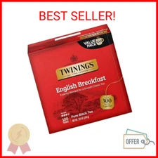 Twinings English Breakfast Black Tea Individually Wrapped Bags, 100 Count (Pack 