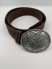 Vintage Justin Top Grain Cowhide Leather Western Belt Womens Sz 32 Made In USA