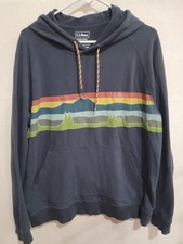 L.L. Bean Hoodie Mens XL Blue Graphic Mountain Landscape Pullover Retro Fleece
