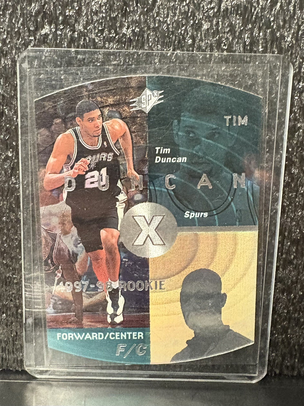 1997-98 Upper Deck SPx Tim Duncan RC #37 Die-Cut Silver Hologram HOF 🔥 mvp