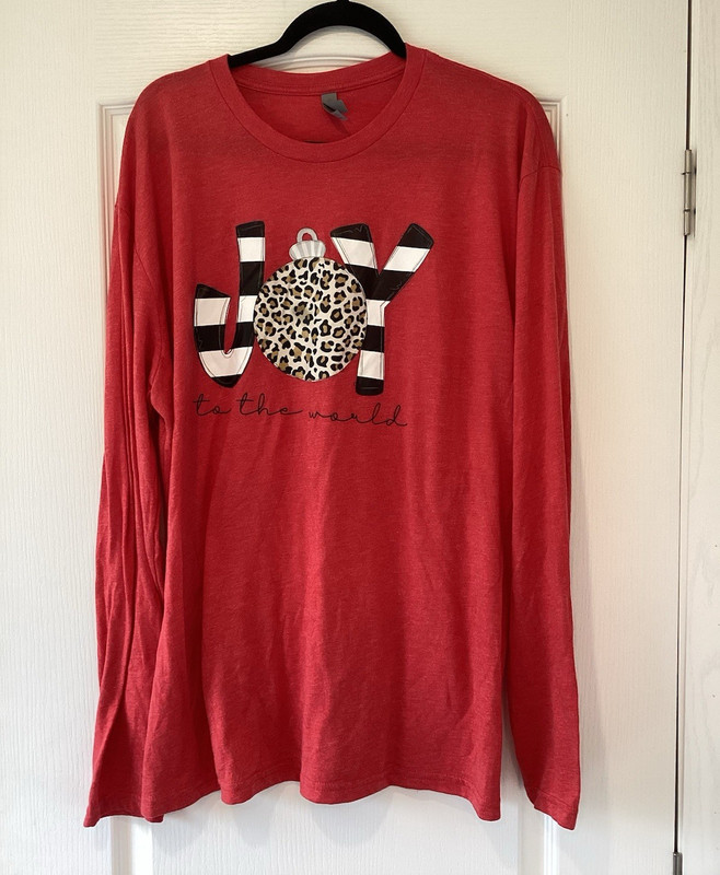 Next Level Unisex Adult 2XL Crew Neck Long Sleeve Red Christmas Graphic Tee EUC