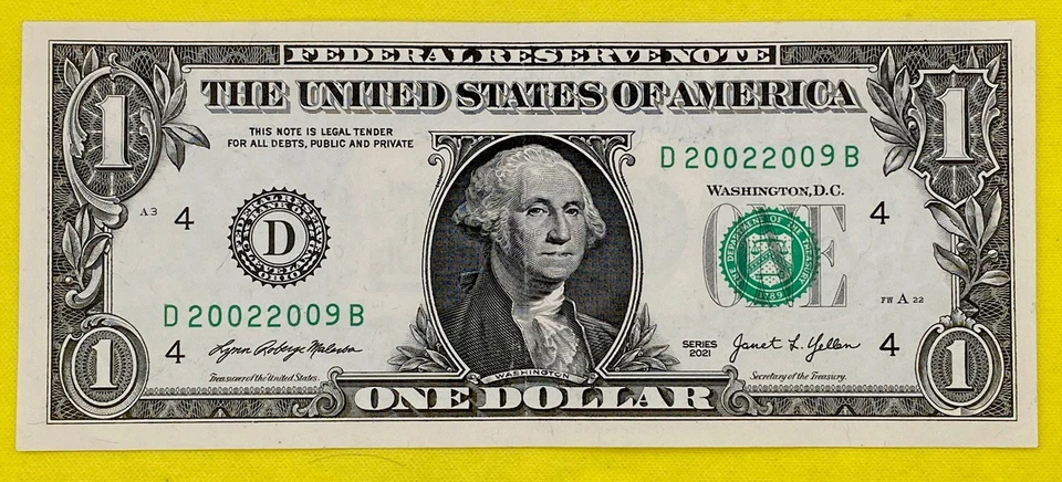 2002 2009 Tombstone Year Note Near Binary Fancy Serial Number $1 Dollar Bill FRN - Image 4 of 4