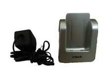 Vtech Phone Base Charger Silver/Black Cradle Handset Stand D