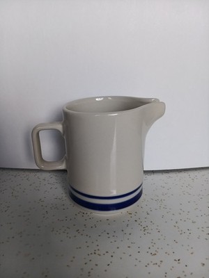 Orbit Stoneware Blue White Glossy Creamer 223 Pottery Round Japan 3.5in