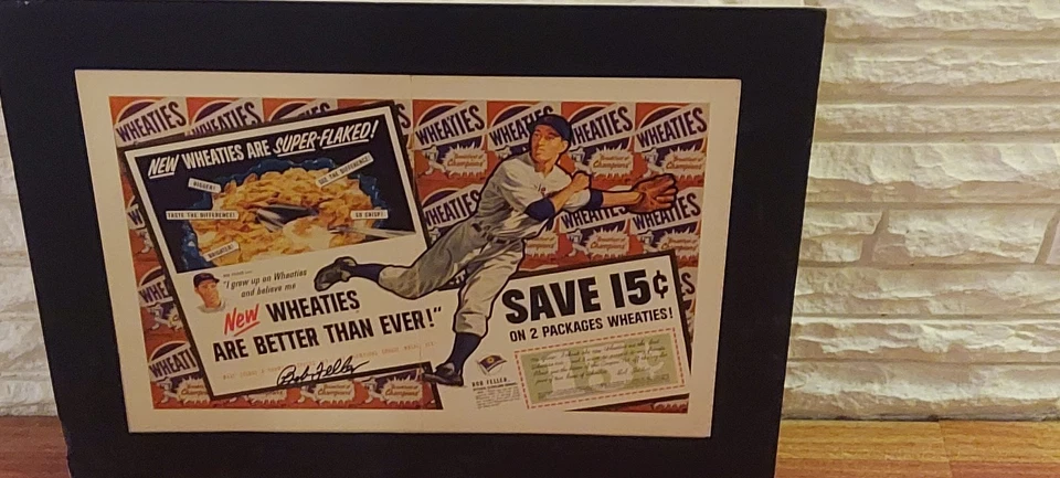 Quadro pôster autografado de Bob Feller Wheaties - Imagem 3 de 3