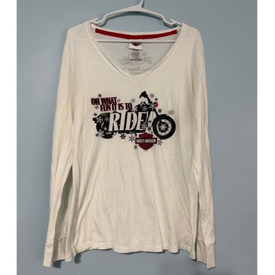 Harley-Davidson Women's XL Holiday Long Sleeve Tee Michigan City IN 0963