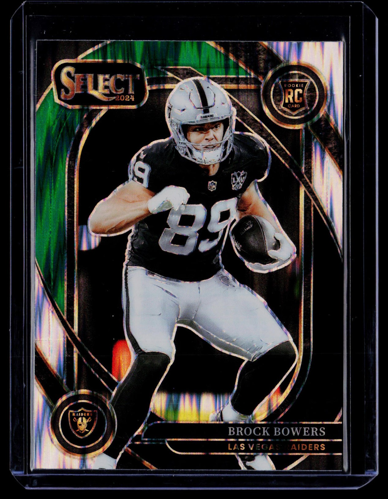 2024 Panini Select #222 Brock Bowers Black & Green Prizm Shock