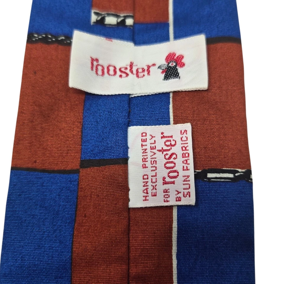 Corbata de tela de extremo cuadrado vintage de los años 60 con motivo de perros de exhibición impresa a mano Foto 2 de 4