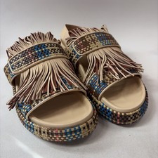 ULLA JOHNSON Alba Fringe Sandals Leather Boho Slides 41 US 10