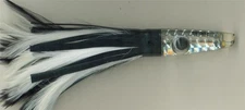 ZUKERS 8 1/2 INCHBLACK / WHITE FEATHER TROLLING LURE TUNA SAILFISH WAHOO MARLIN