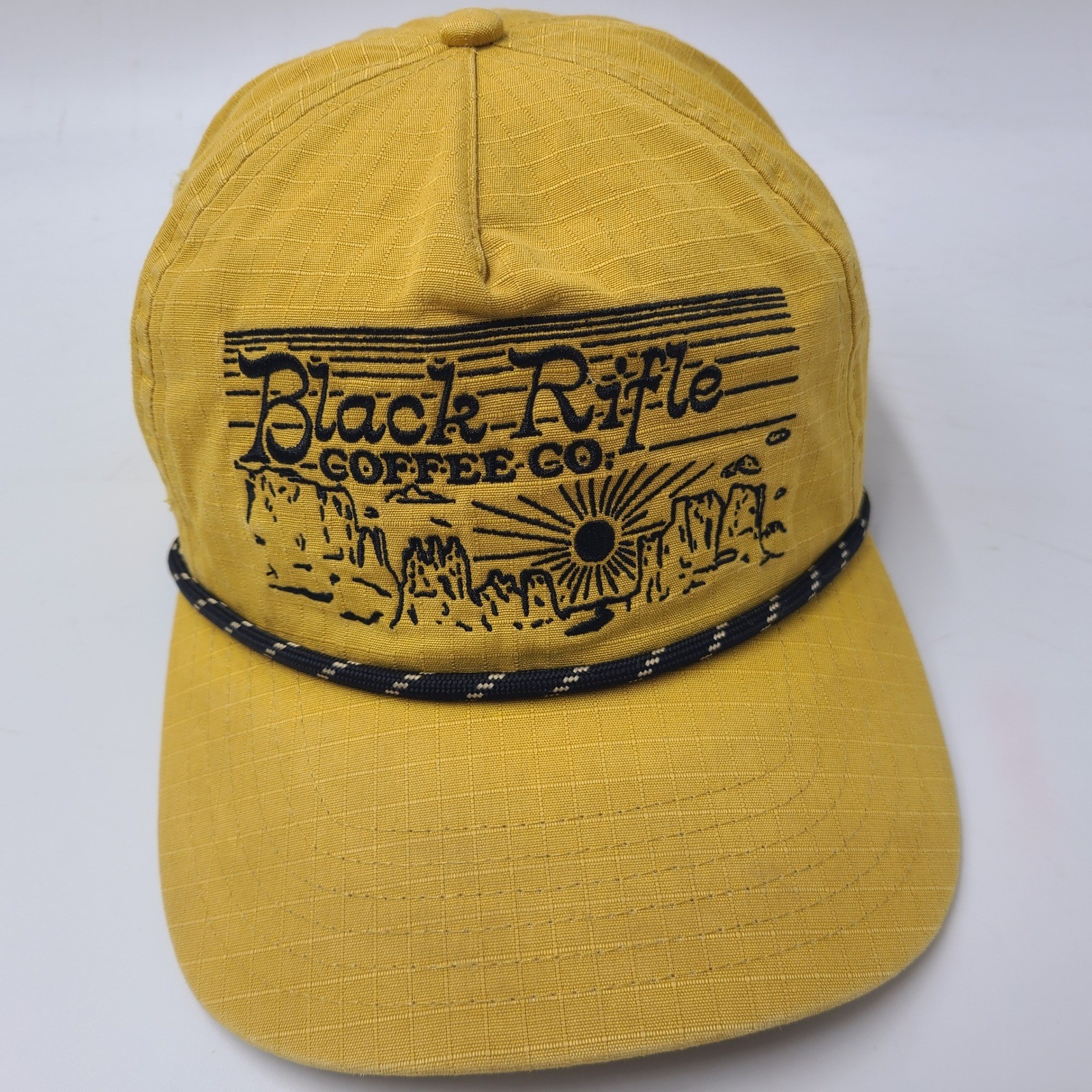 Black Rifle Coffee Company Hat Snapback Yellow Black Ripstop Rope Mountains Hike
