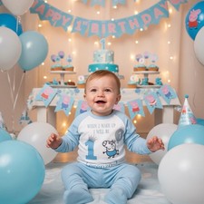 Baby boy birthday blue pyjamas age 1 -4y personalised any Characters Balloon