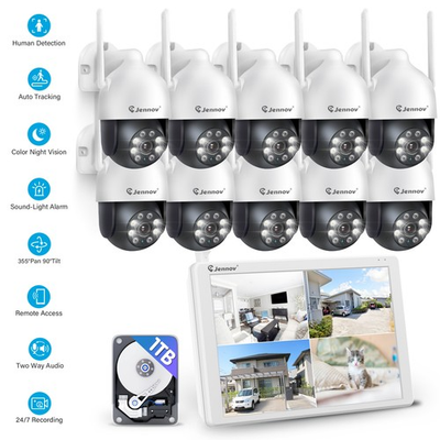 #ad JENNOV 5MP Wireless Home Security Camera System WiFi Outdoor 360° PTZ 10CH NVR $259.99