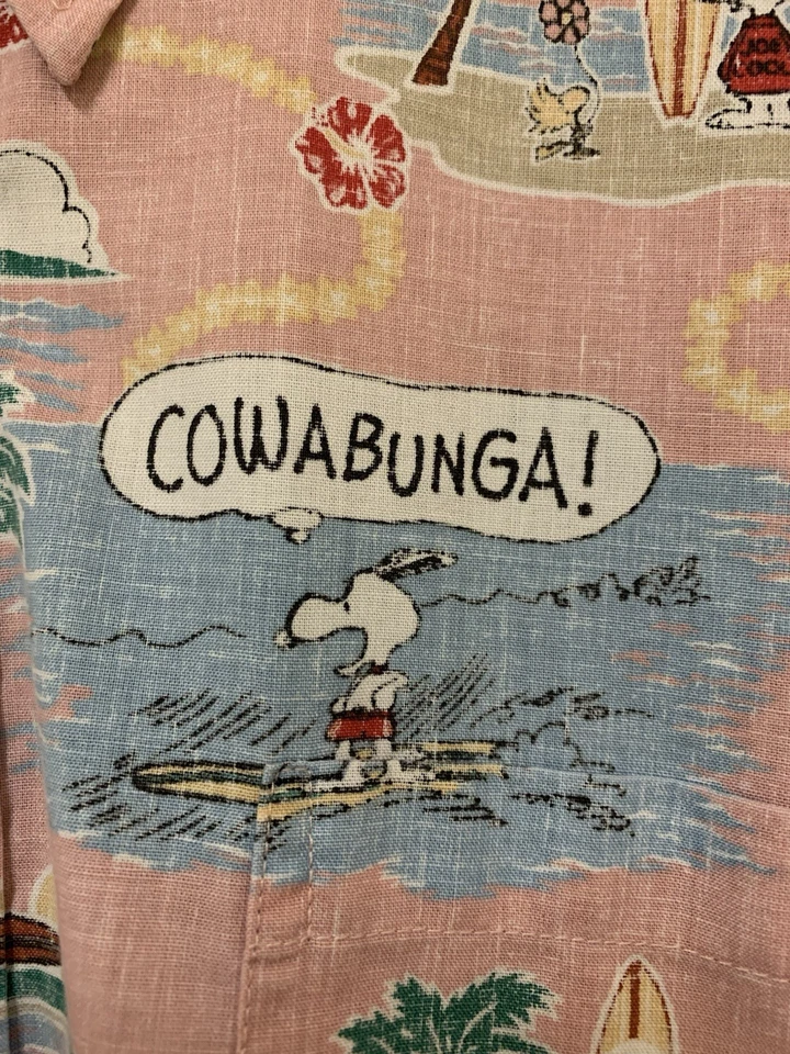 Reyn Spooner Peanuts Surfin’ Snoopy Classic Fit Popover Hawaiian Shirt L - Image 3 of 4