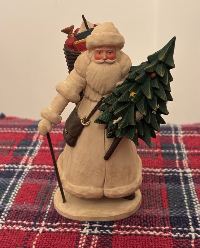 Blossom Bucket Old World Santa Figurine By Mary Ann June