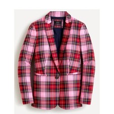 J. Crew Parke Wool Tartan Plaid Pink Jacket Blazer 0