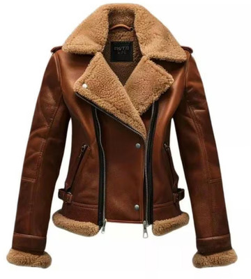 Women s Handmade Sheepskin Aviator Bomber Jacket Genuine Leather