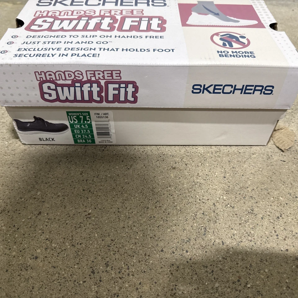 Zapatillas deportivas Skechers para mujer talla 7,5 Swift Fit negras de espuma viscoelástica sin cordones Foto 3 de 4