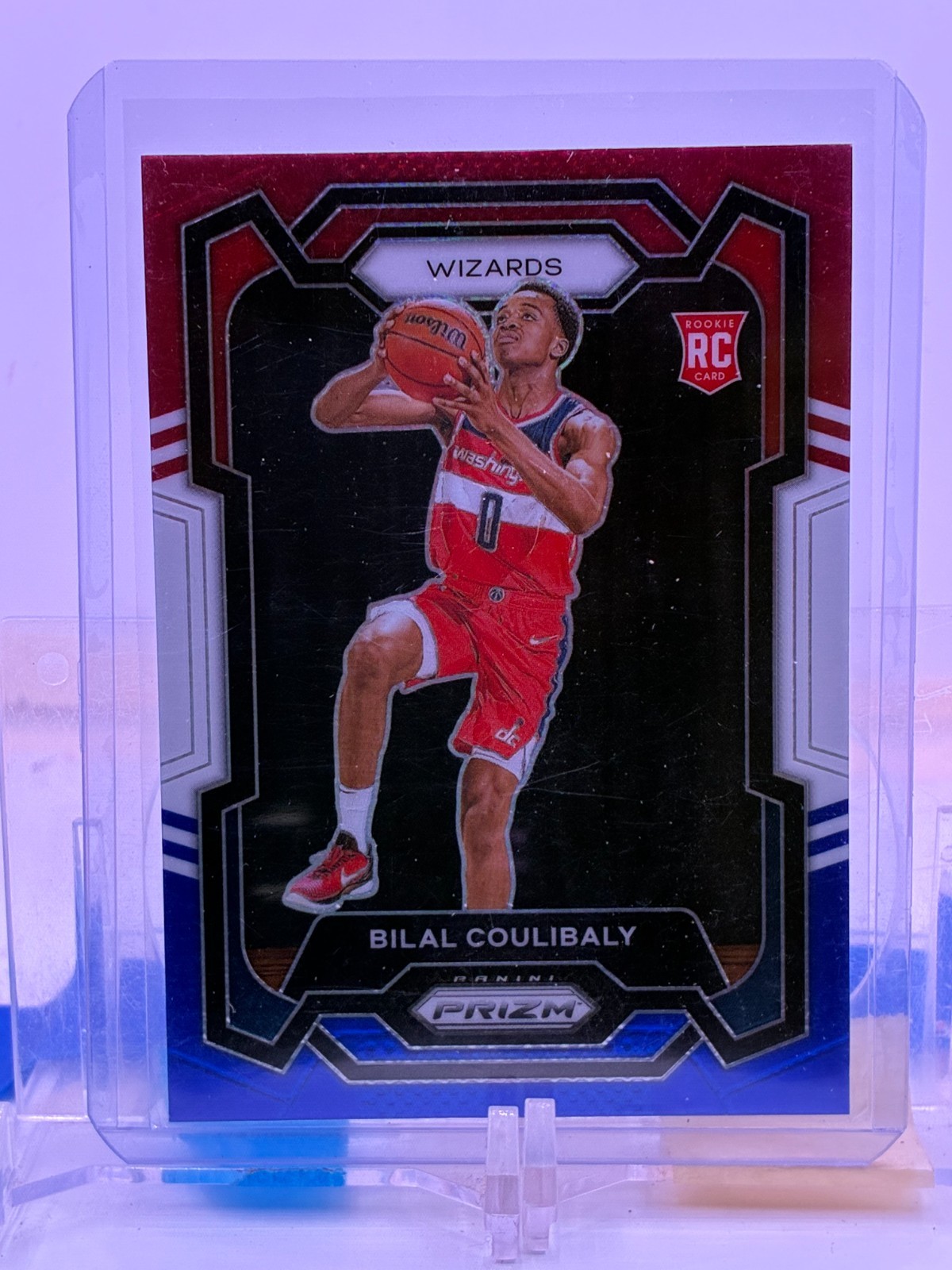 2023-24 Panini Prizm Red White Blue Prizm Rookie Card #153 Bilal Coulibaly