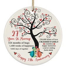 27 Years Love Ornament Happy 27th Anniversary Cute Turtle Couple Christmas Gifts