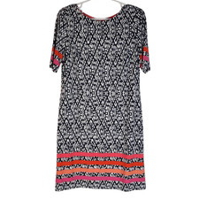 Eliza J Short Sleeve Abstract Navy and White Print Dress Color Block Pink Size 8