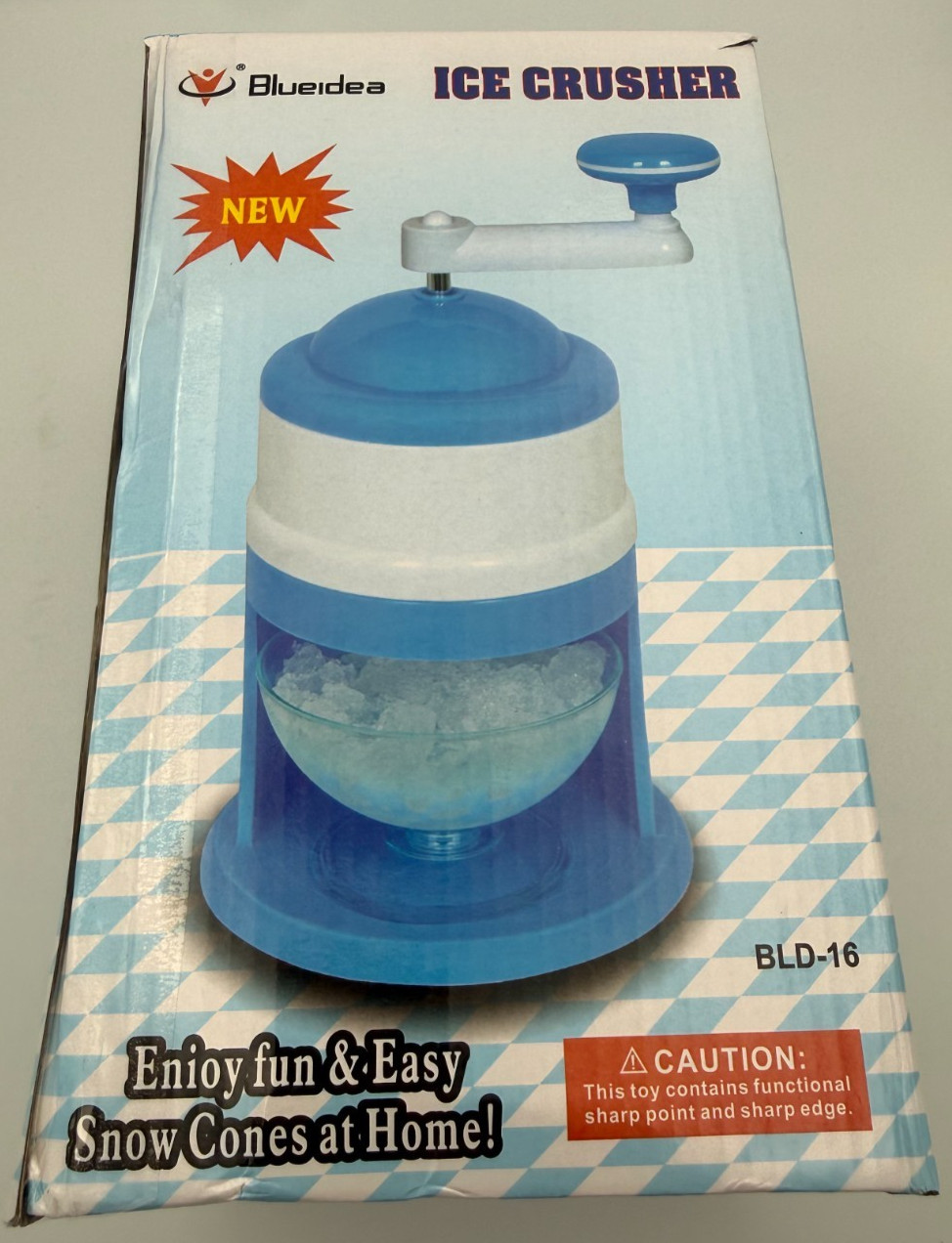 Blueidea ICE CRUSHER BLD-16 Manual Hand Crank Ice Shaver Snow Cone Machine Blue