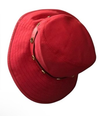 Coach | Red Bucket Hat with Gold Eyelet Band | Cotton 
