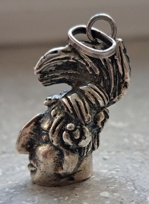 Vintage Sterling Silver Pendant   Native American Chief Head   Handcrafted...