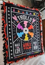 Handmade Fleece Throw Tie Blanket 2-Sided Trolls World Tour With Star Base