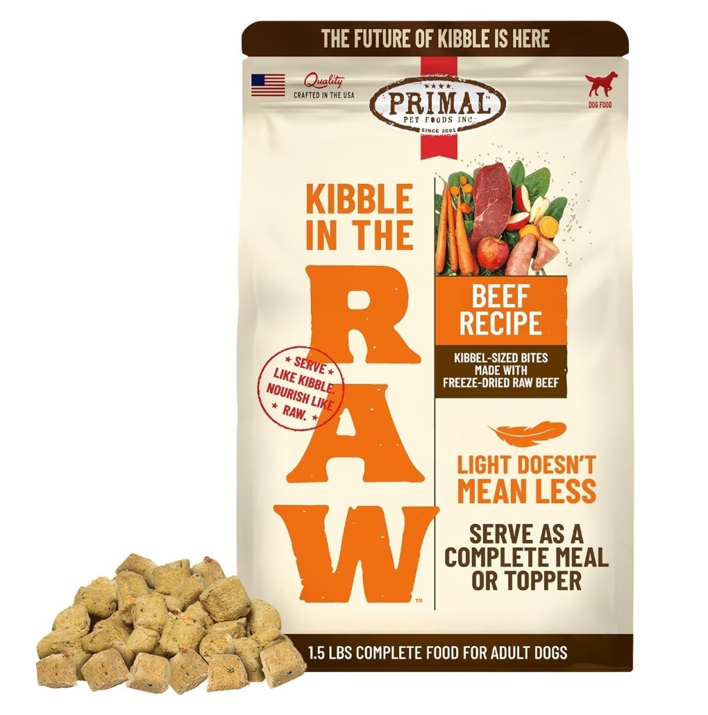 Primal Kibble in The Raw, Freeze Dried Dog Food, Beef, Scoop & Serve,Made,1.5 lb