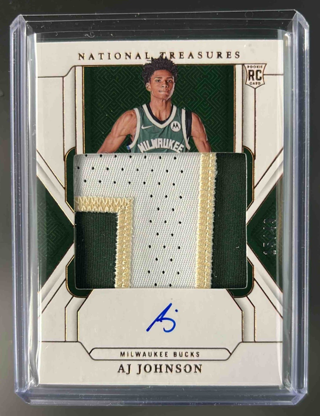 AJ Johnson 2024 Panini National Treasures #101 Bronze Rookie Patch Auto RC /49