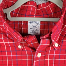 Brooks Brothers Regent 1818 Shirt Mens Large Red Plaid Non Iron Cotton Button