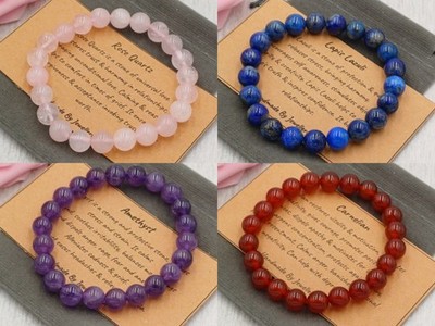 Handgefertigtes 8 mm Kristall Heilung Chakra Edelstein Perlen Armband & Samtbeutel.