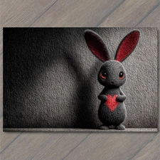 POSTCARD Shadow Bunny Red Heart Dark Wall Lighting Creepy Cute Contrast