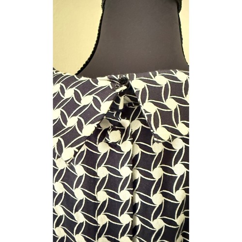 Talbots Sleeveless Houndstooth Dress Belted Career Work BlackWhite 12 Silk Blend - Picture 8 of 11