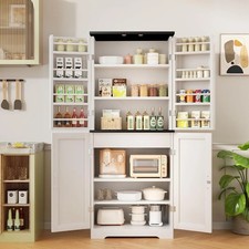 Kitchen Pantry Cabinet Freestanding Farmhouse Storage Cabinet With 8 Door Sh... Kitchen Pantry Cabinet Freestanding Farmhouse Storage Cabinet With 8 Door Sh...