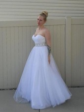 New Strapless White Wedding Dress Womens Size 8 Oleg Cassini David's Bridal $850