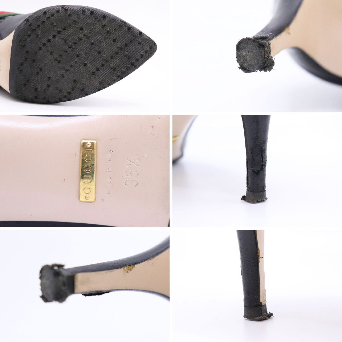 Gucci Sherry Heels Short Boots Black Leather Size 35.5 US About5.5 For Women thumbnail 21